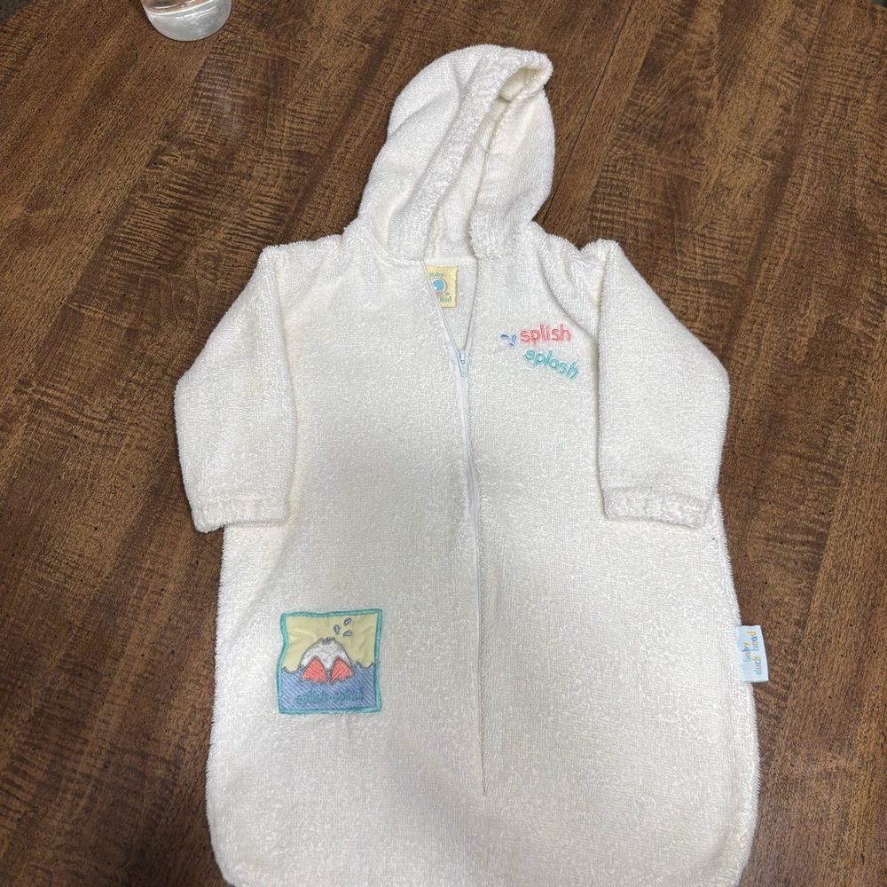 White Bath Cover up with zipper and hood
